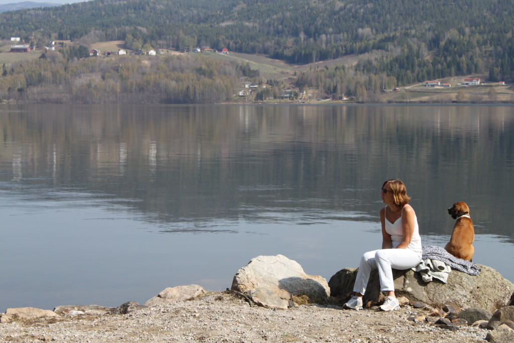På stranda ved Norsjø kan man bade, sole seg eller bare slappe av - eller ro ut og sette garn etter røye,sik eller abbor.