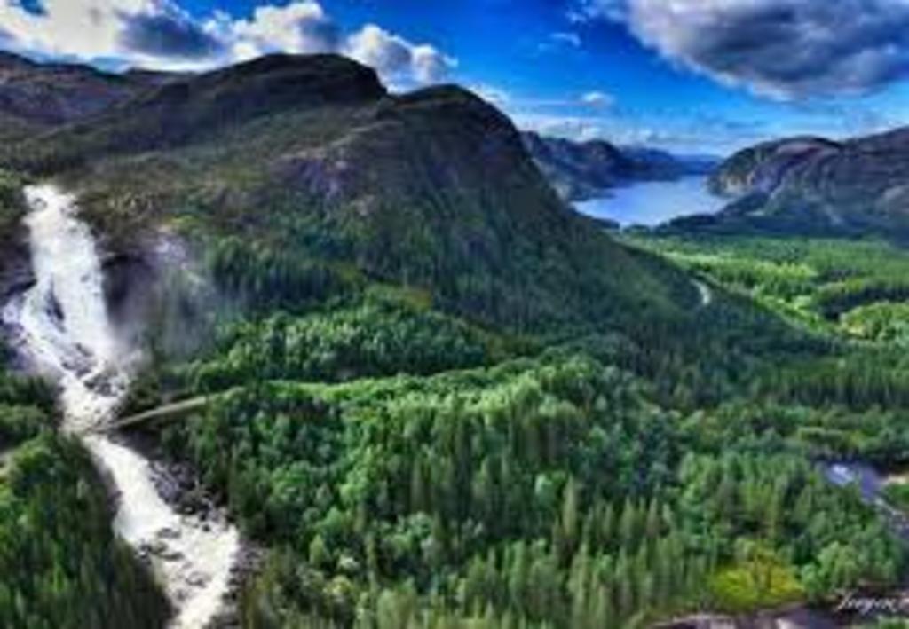 Du kommer tett på den majestetiske Skrøyvstadfossen på tur fra Høylandet til Salsbruket og Setran Gård etter Skrøyvdalsvegen (Fv 776)