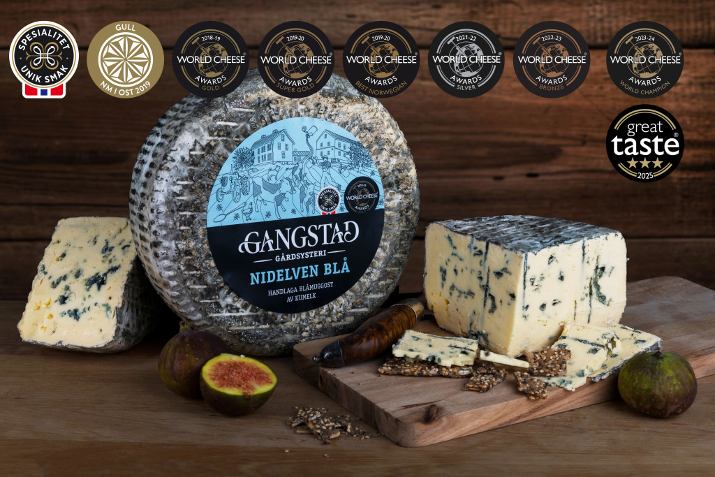 Nidelven Blå med tilhørende merker.