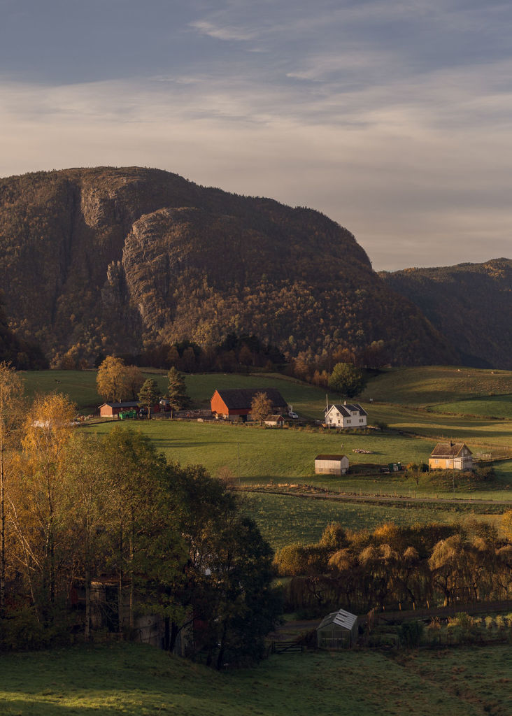 Dette er gården vår, sett fra Høyland gard. Nå kommer det også et nytt utsalg her!
