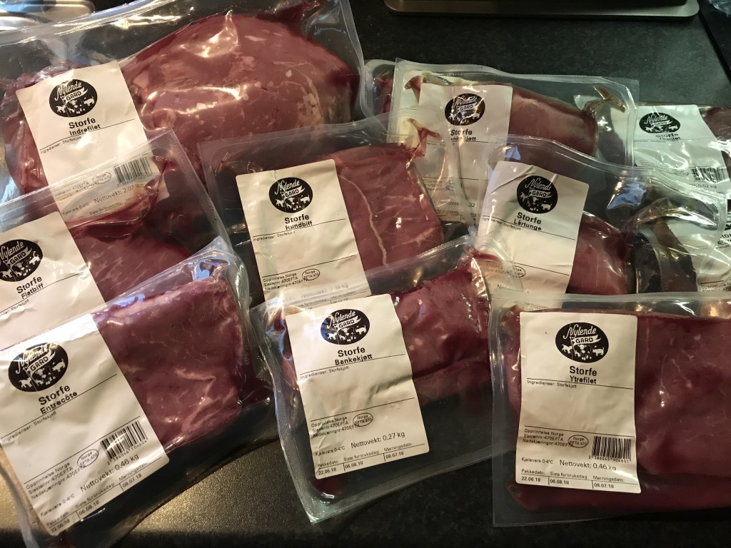 Diverse biffer av storfe