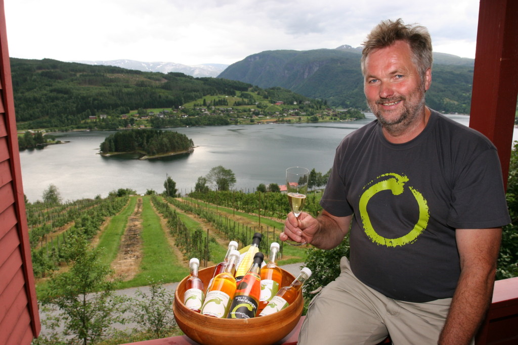 Mange typar eplemost og sider - utsikt frå Ulvik Frukt & Cideri