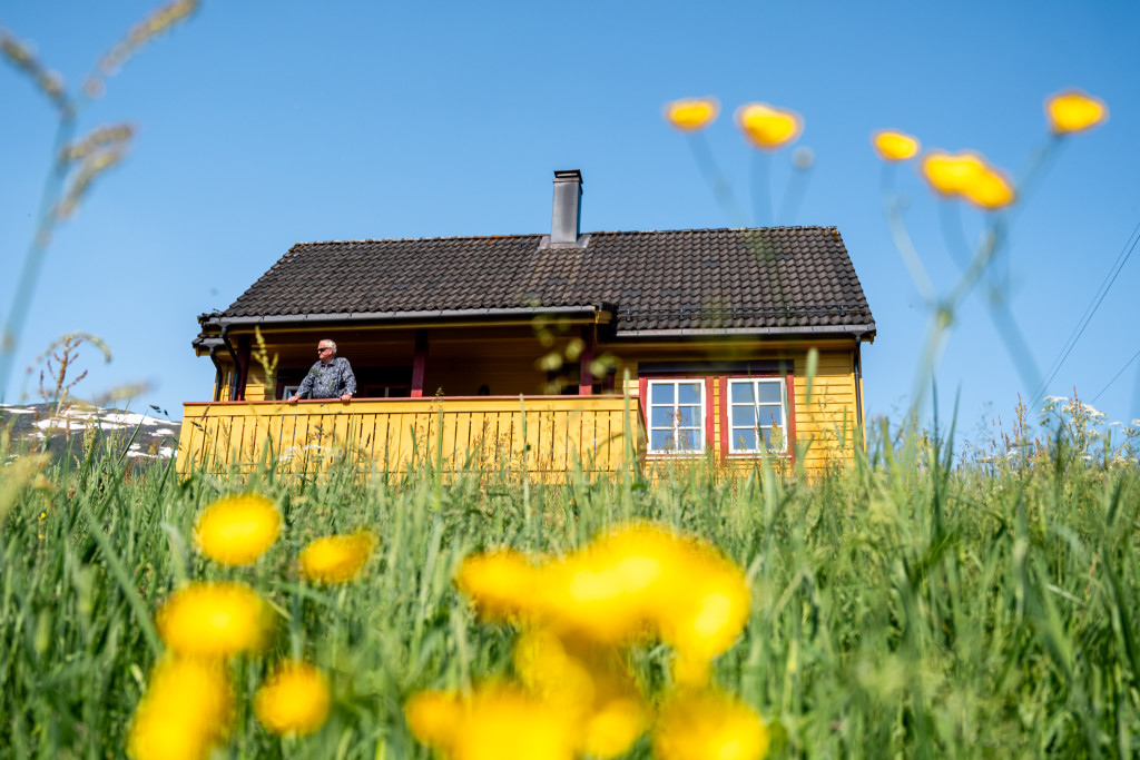 Nyt sola fra verandaen på hyttene!