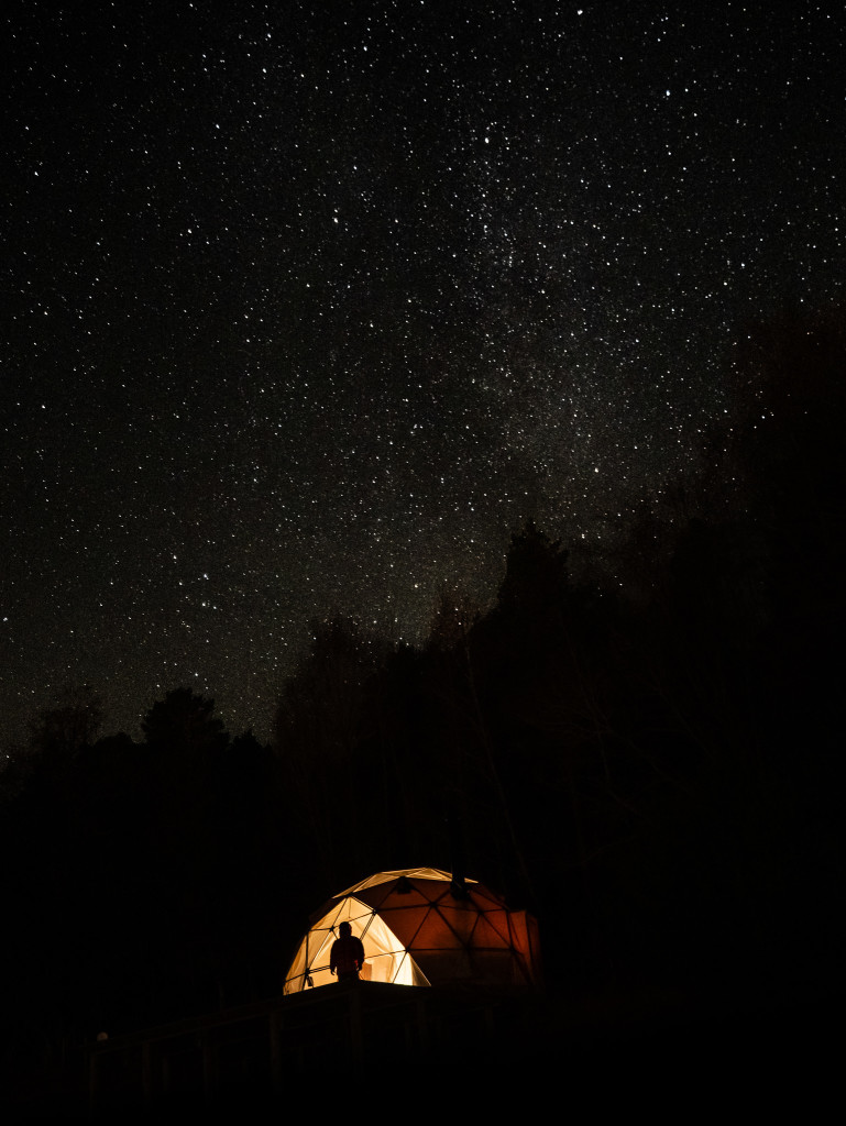 Beautiful starry sky when the Northern lights did not appear in a dome night