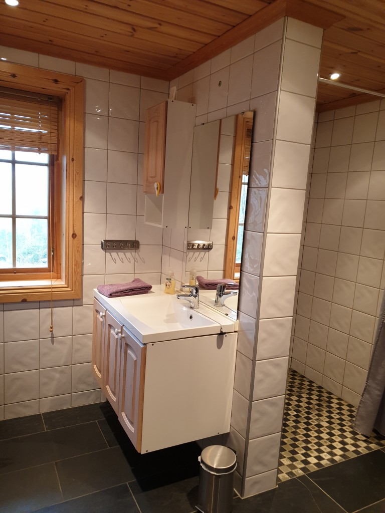 Eitt av bada i leilegheit for 10 personar