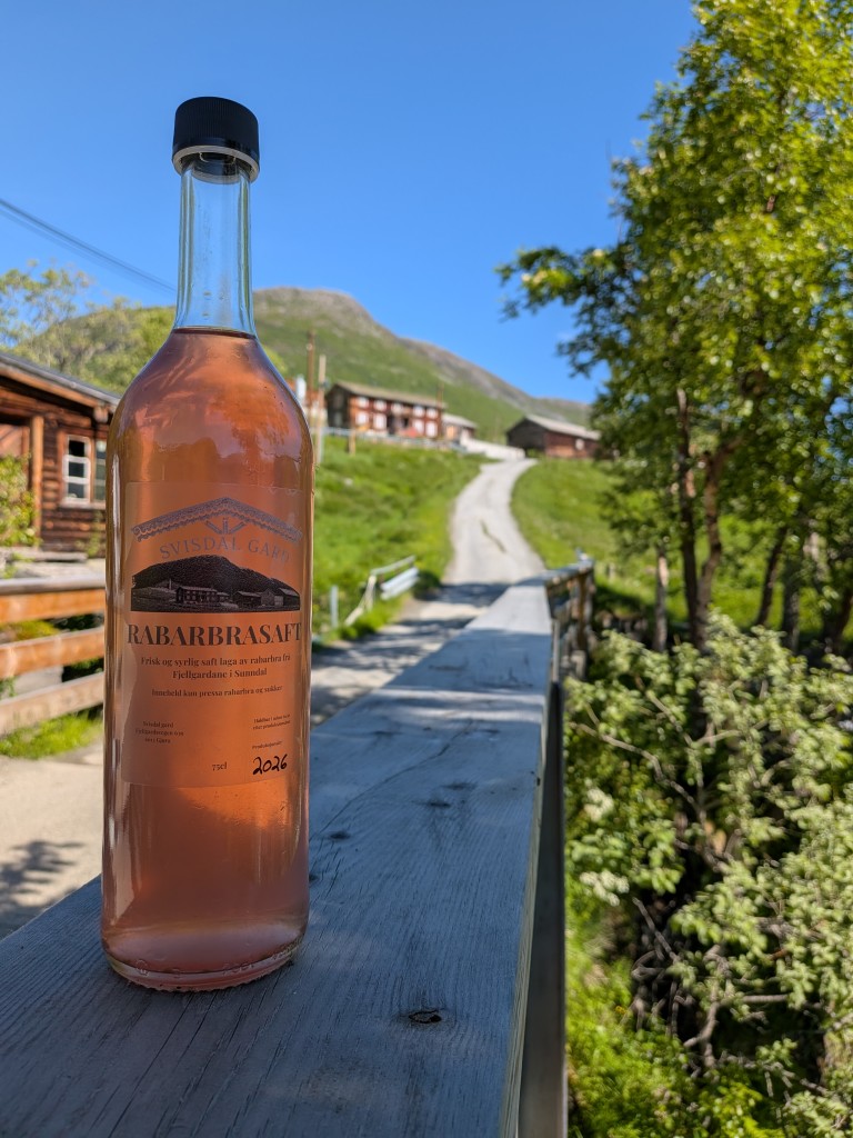 Rabarbrasaft med rabarbra frå fjellgardane i Sunndal