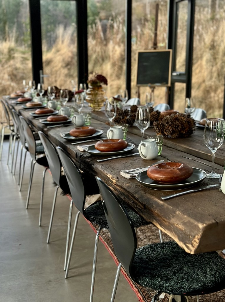 Her har vi dekket opp til 20 personer -et privat arrangement i glasshuset.