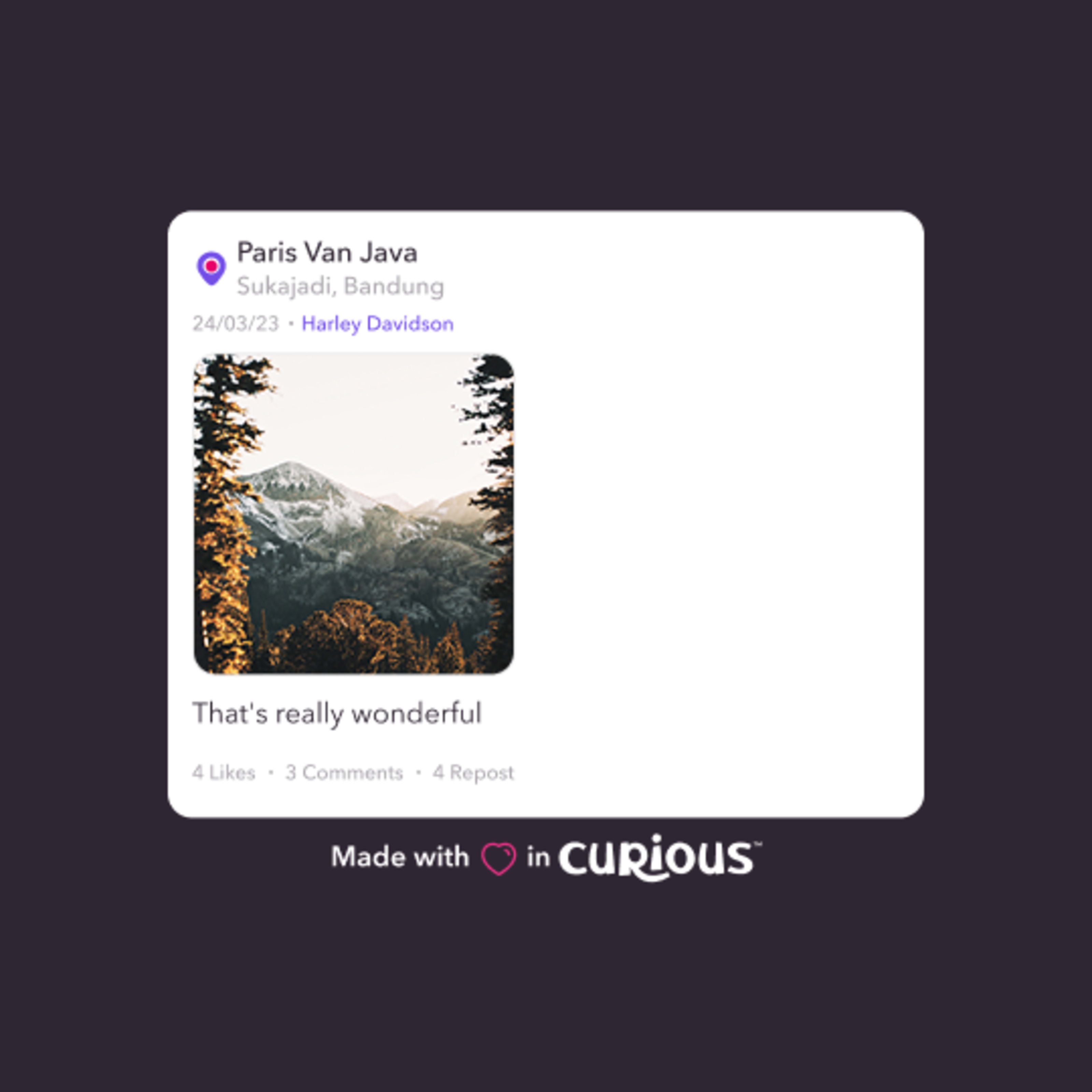 A downloaded Curious post card