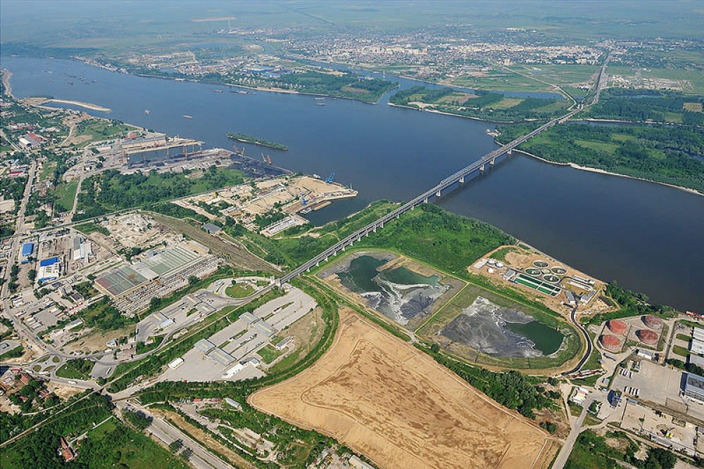 גשר הידידות המחבר בין בולגריה ורומניה ממעוף הציפור