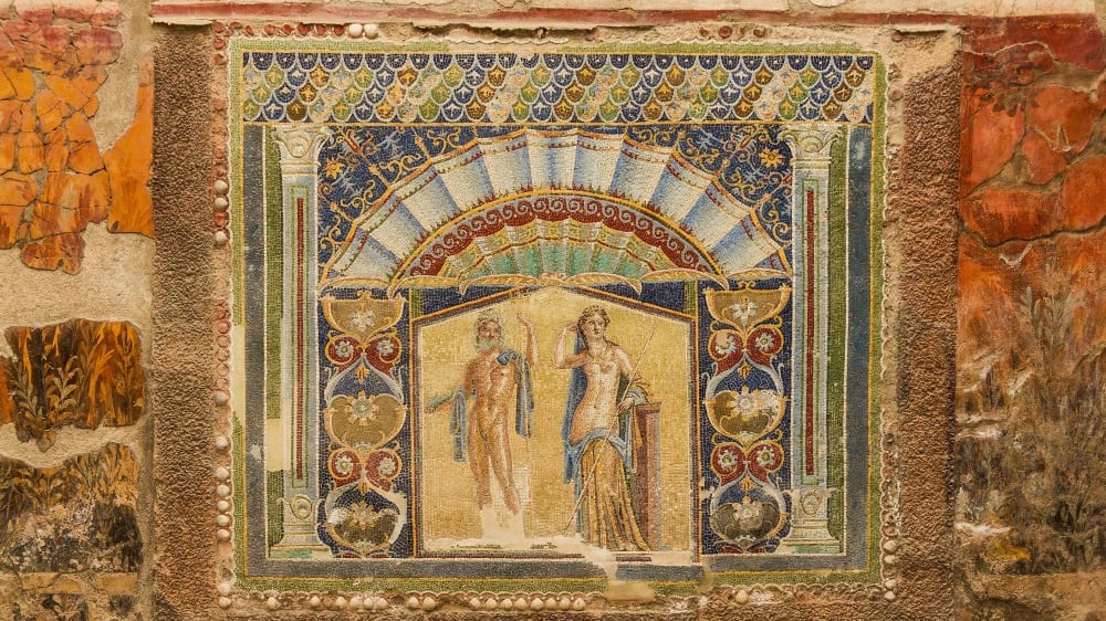 הפסיפס של אל הים נפטוּן ואשתו אָמְפִיטְרִיטֶה בהֶרְקוּלָנֵאוּם