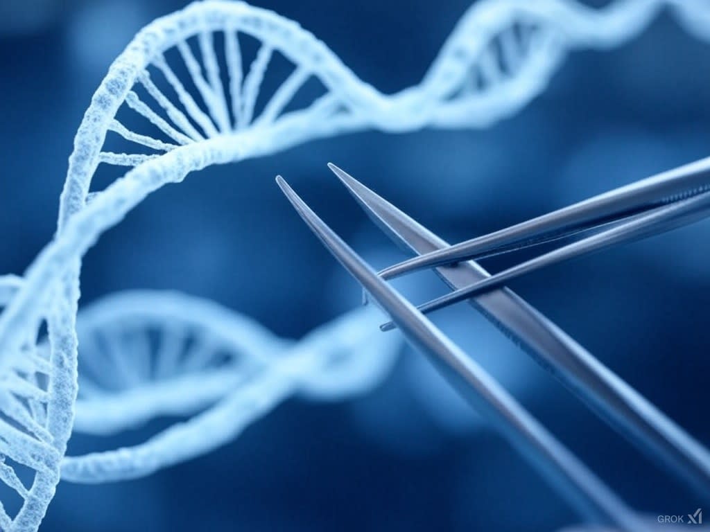 Image of DNA double helix and scissors