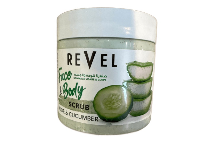 Revel Aloe & Cucumber exfoliating scrub face and body 475ml