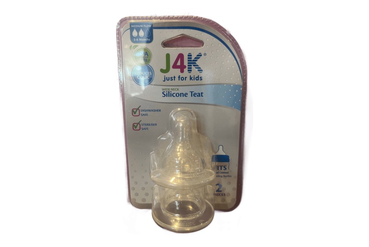 J4k Wideneck Silicone Teat Medium Flow 2Pcs