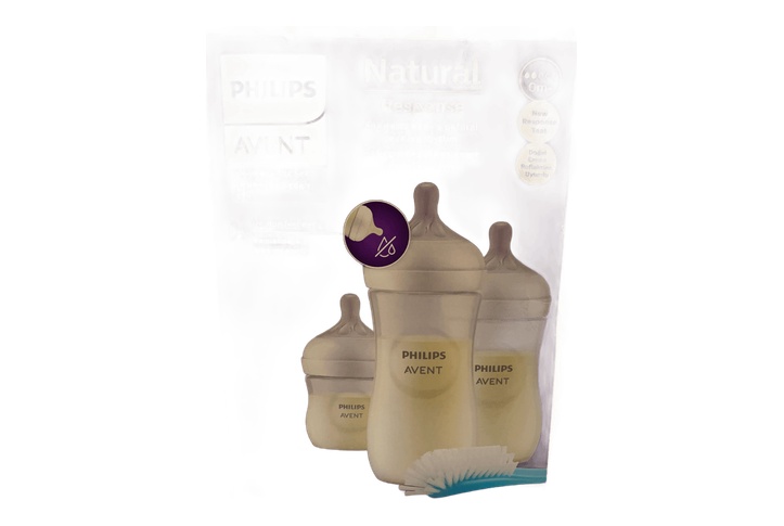 Avent Natural Baby Feeding Bottle Triple with Brush