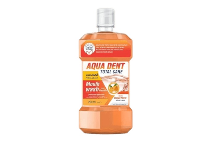 Aqua dent total care mouth wash with orange flavor 200ml