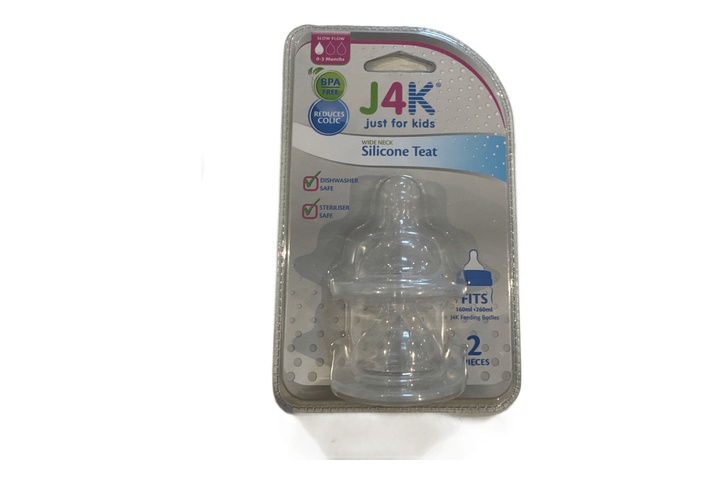 J4k Wideneck Silicone Teat Slow Flow 2Pcs