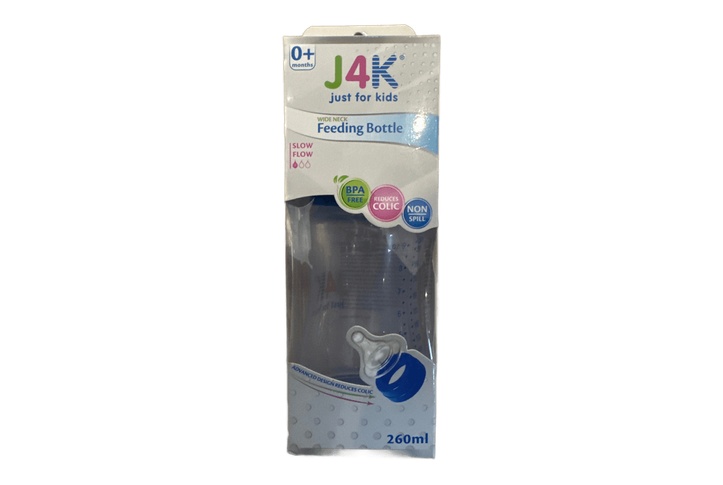 J4k Wide Neck Feeding Bottle 260ml Blue