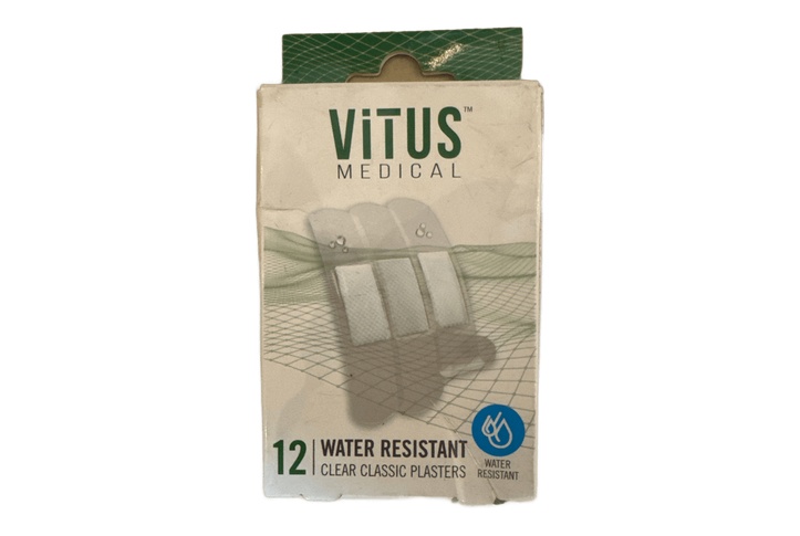 Vitus Water resistant clear classic plasters 12Pc
