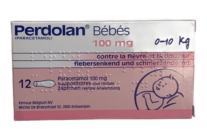Perdolan mono bebe 100mg 1 Suppo Box of 12 (Pink)