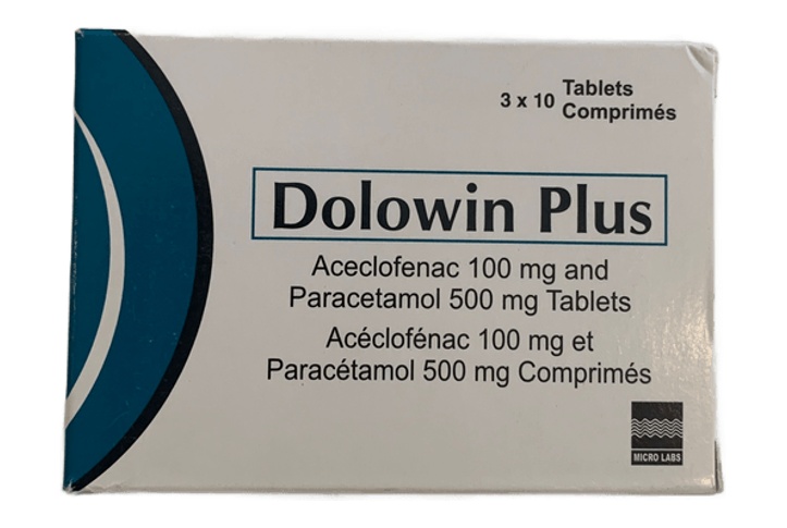 Dolowin Plus 100mg/500mg 1 Tab Box of 30 (Aceclofenac+Paracetamol)