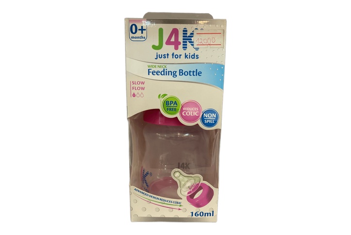 J4k Wide Neck Feeding Bottle 160ml Pink