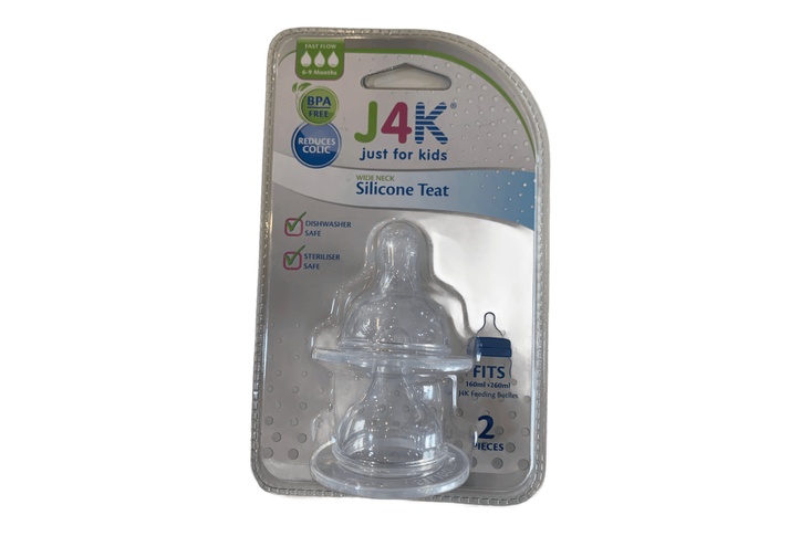 J4k Wideneck Silicone Teat Fast Flow 2Pcs