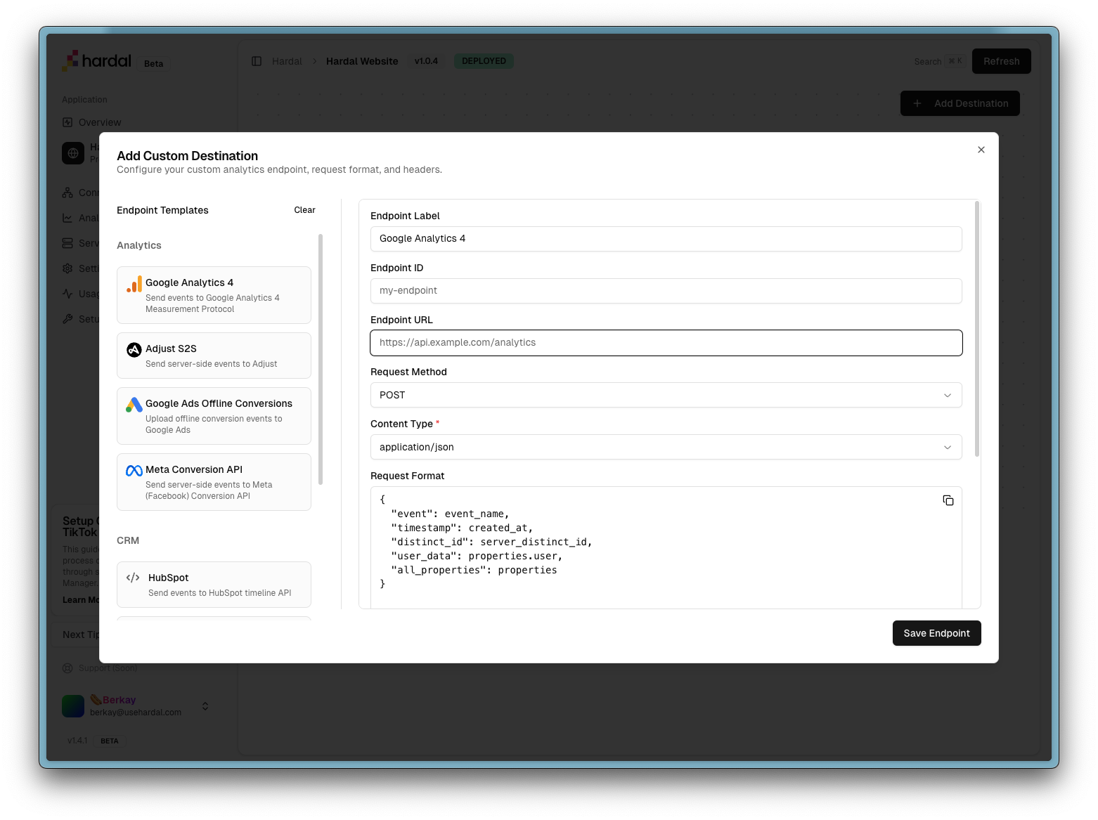 Hardal Sending Data to Google Analytics 4