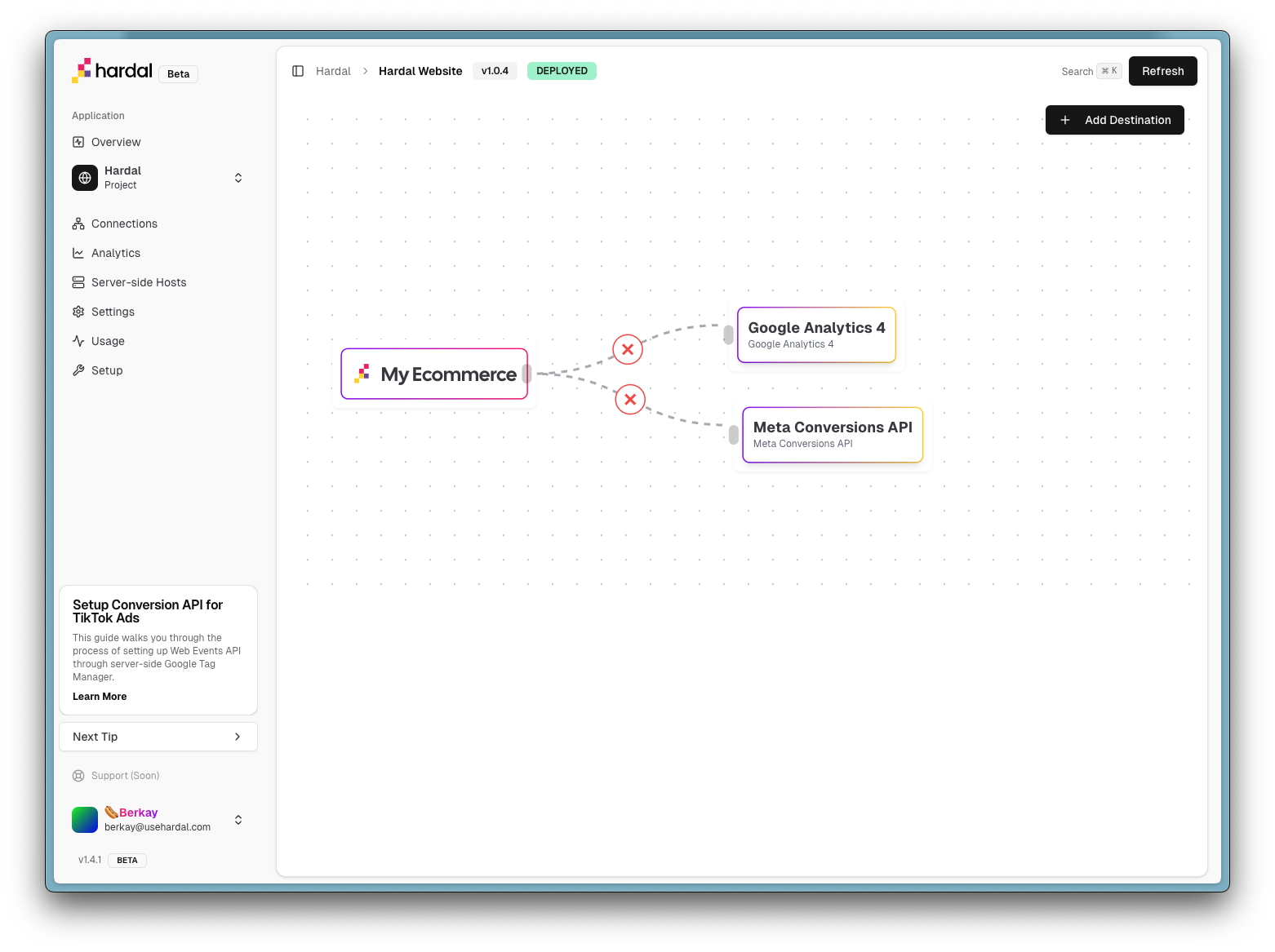 Hardal Sending Data to Google Analytics 4