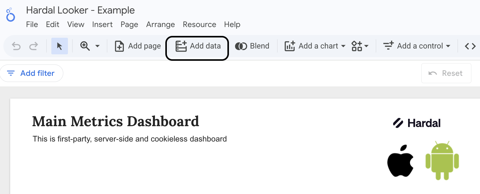 Looker Studio Add Data butonu