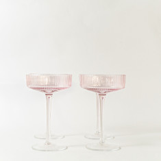 Ribbed Cocktail Glasses- Set 4 Blush