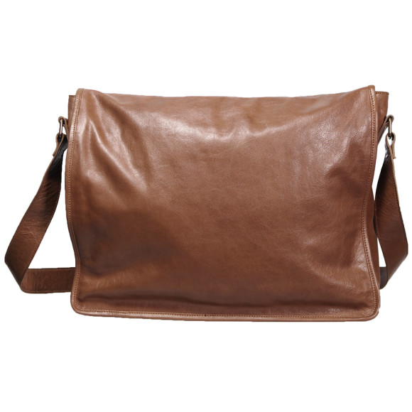 Tan 17 inch Gustaf vintage leather bag | hardtofind.