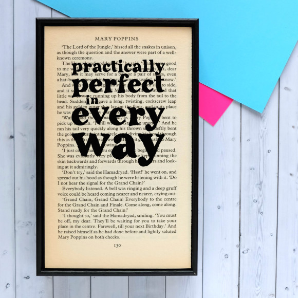 Mary Poppins Practically Perfect quote - book page print | hardtofind.