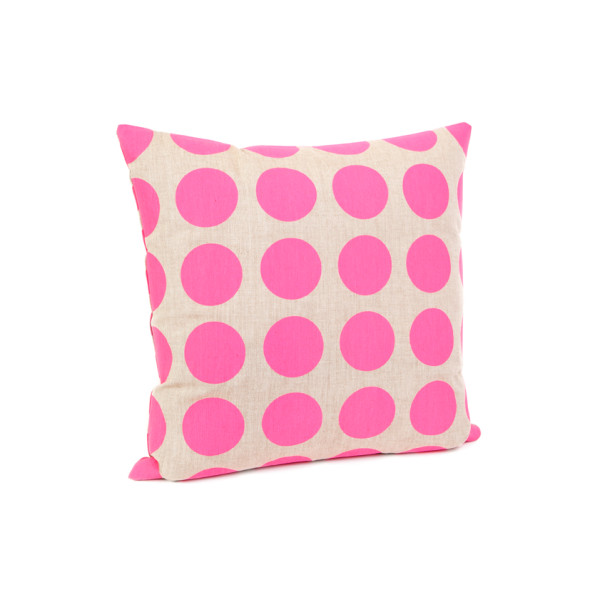 Pink polka dot cushion sale