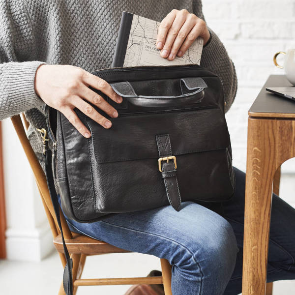 Luxury Personalised Leather Work Laptop Bag Buxton hardtofind