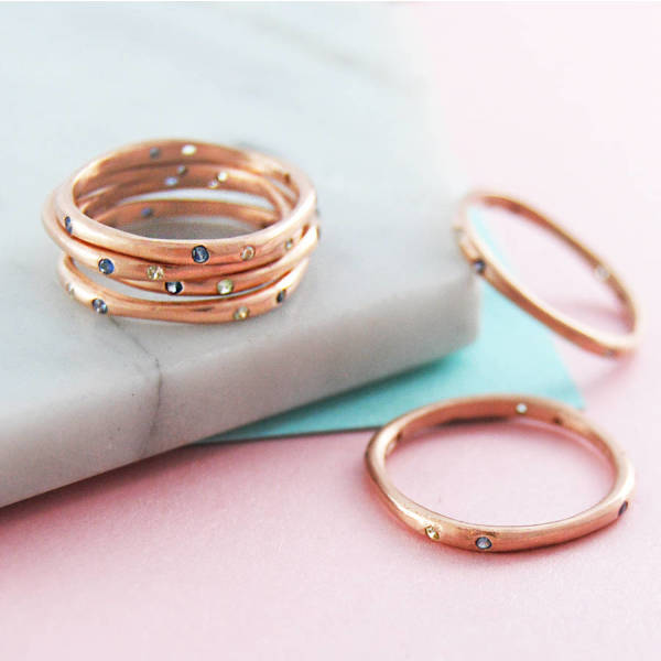 Rose Gold Sapphire Peridot August Birthstone Ring hardtofind