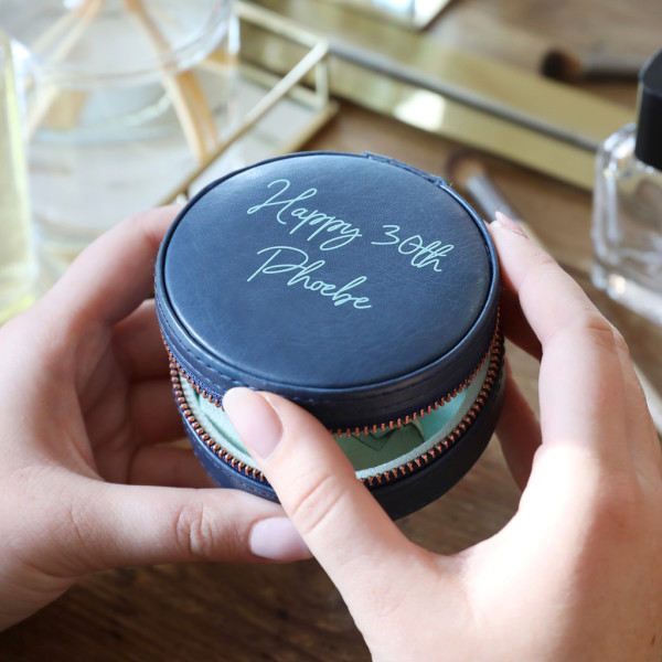 Personalised mini round travel jewellery case new arrivals