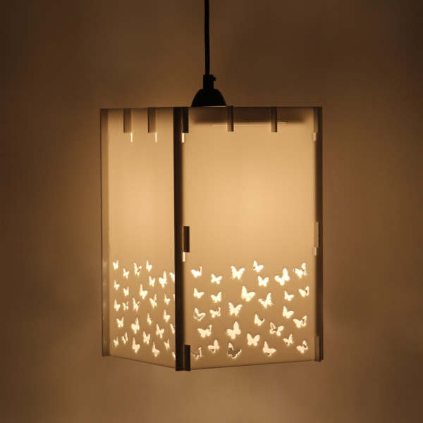 Joy White Butterfly Lamp Shade in Acrylic