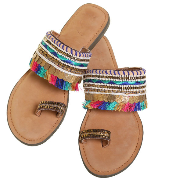 beaded slip on sandals