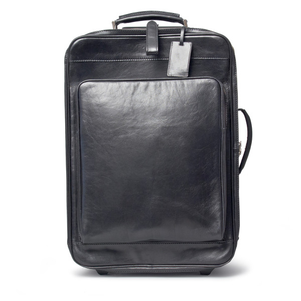 black leather luggage