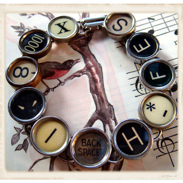 Antique Typewriter Key Bracelet hardtofind