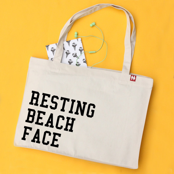 Resting beach face tote discount