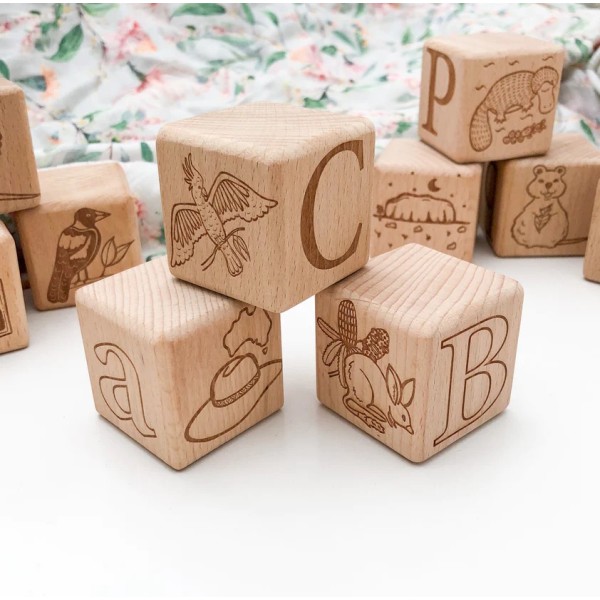 Personalised Wooden Baby Blocks - Australiana