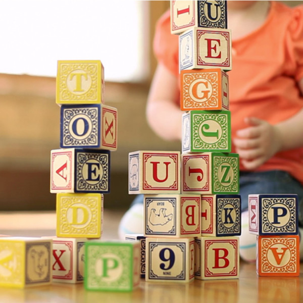 uncle goose classic abc blocks with pull wagon