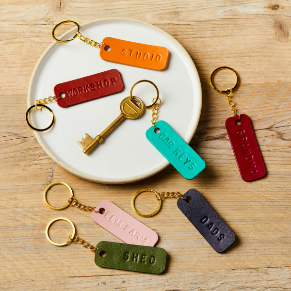 Personalised Hand Stamped Leather Keyring hardtofind