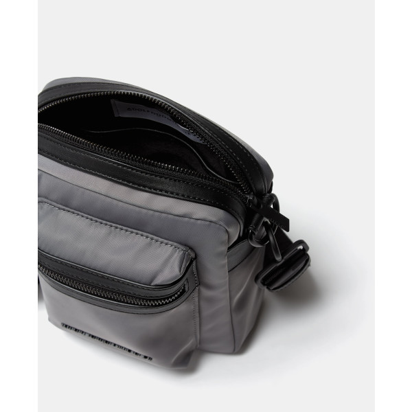 Gray nylon top crossbody bag