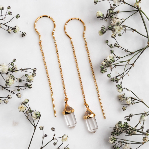 Gold Starlight Crystal Threader Earrings hardtofind