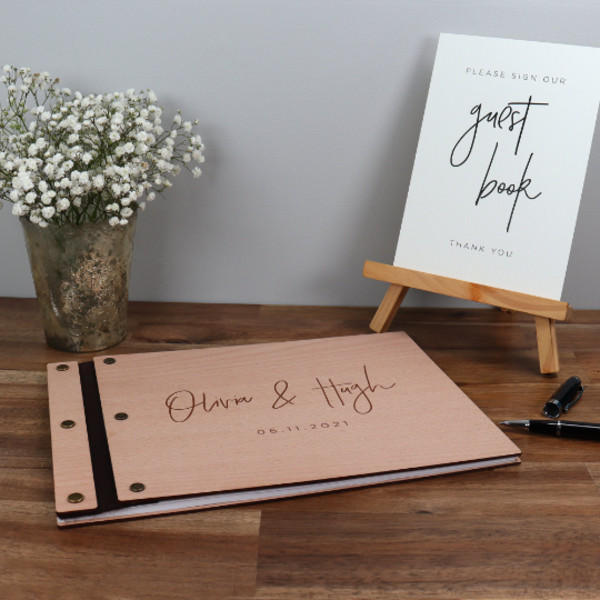 Personalised Wedding Guest Book - Wooden
