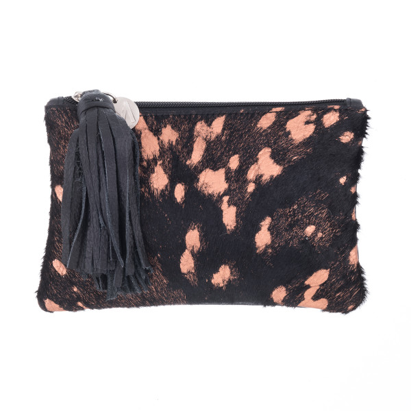 Black and rose gold clutch top