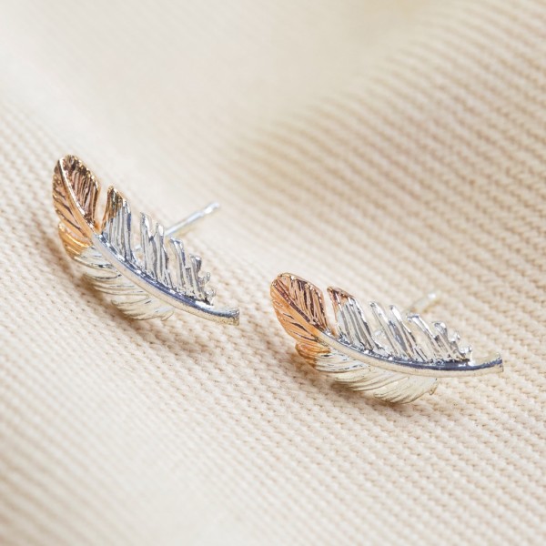 Feather stud earrings deals