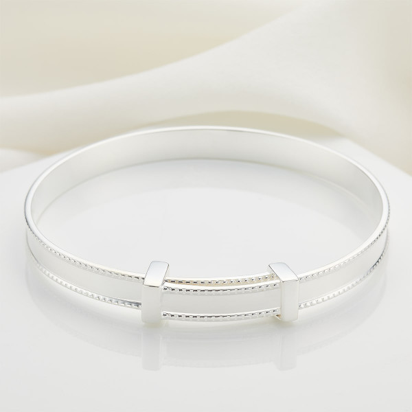 Baby silver christening bangle top
